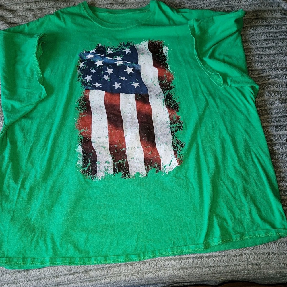 Unbranded USA American Flag‎ Patriotic Graphic T-shirt 5XL Green